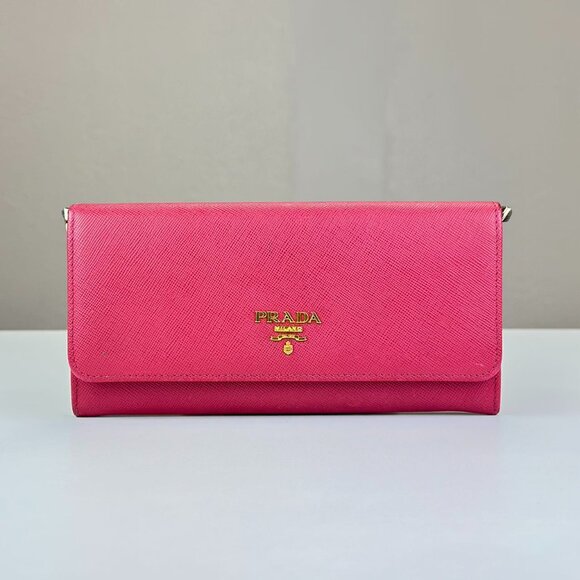Prada Pink Saffiano Leather Wallet - Picture 1 of 6